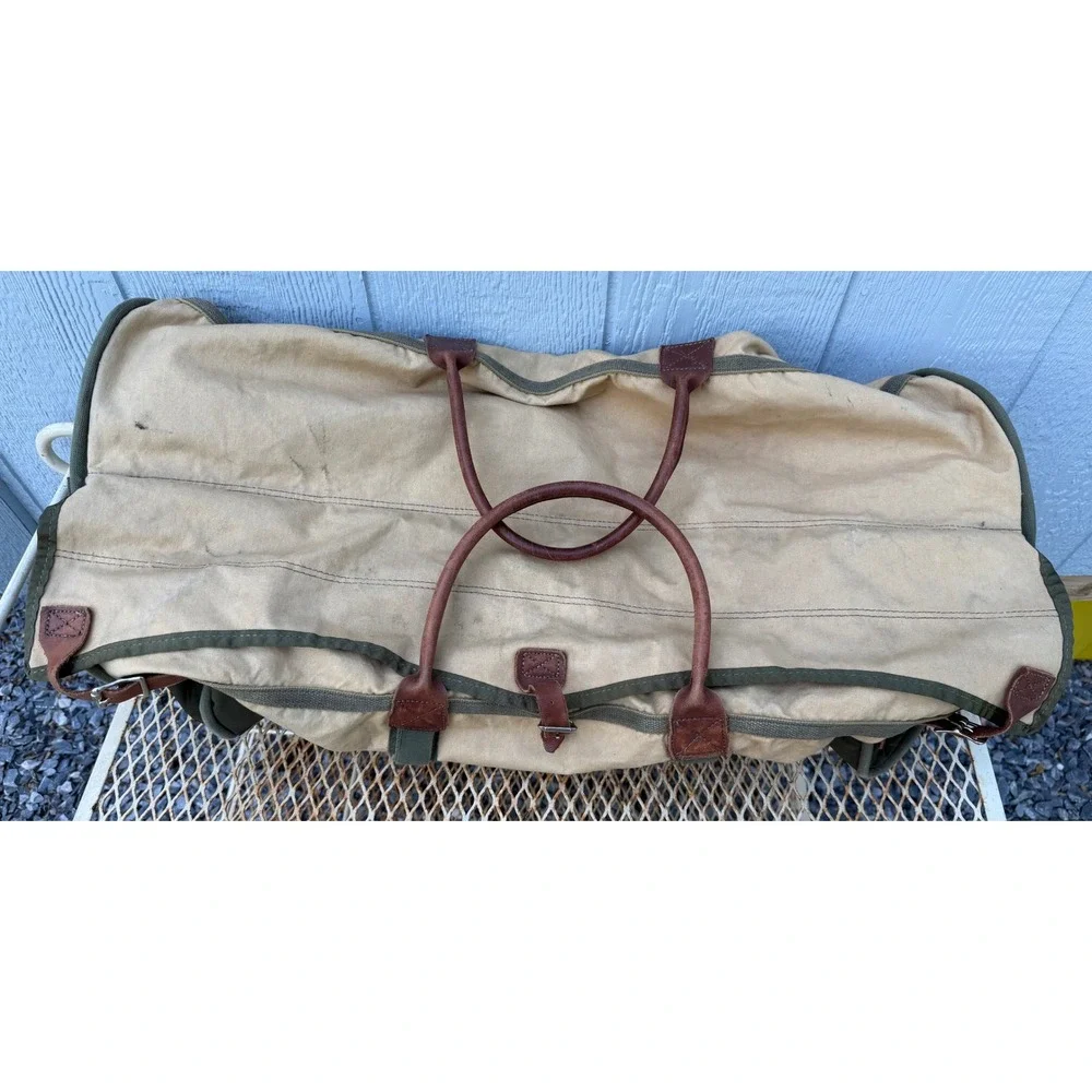VTG LARGE GOKEY Battenkill No.9 Weekend Duffle Bag Luggage Cavas Leather RARE